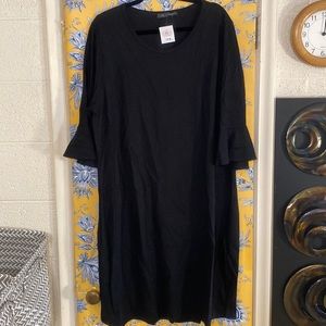 NWT CHRIS & CAROL 3X black jersey blend dress with belled sleeves
